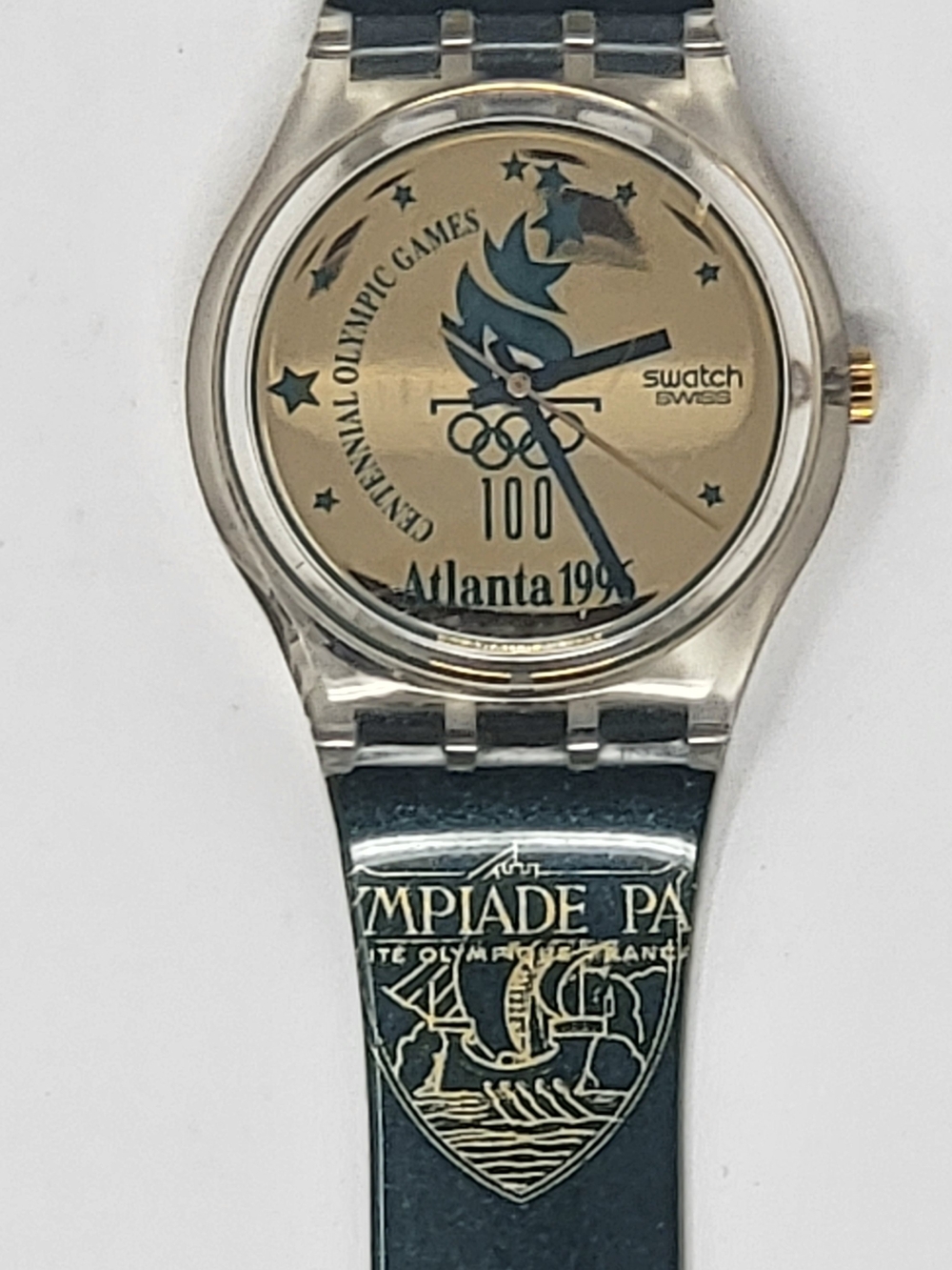 Swatch Atlanta 1996 Olympic Commemorative Watch - Gold & Navy